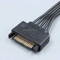 SATA 15-Pin Stromverteilerkabel 1 zu 5 Verlängerungskabel 60cm 18AWG Schwarzes Flachkabel für HDD SSD SATA-Geräte Kühlungsgeeignet