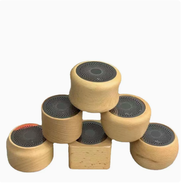 Custom Logo Wooden Round Bluetooth Speaker, Mini Portable Desktop Wireless Sound Box, Creative Gift Bluetooth Speaker