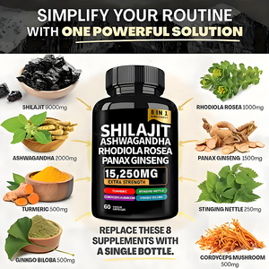 Les capsules de complément alimentaire à base de Shilajit <span class=keywords><strong>8</strong></span>-en-1 les plus vendues, 2 capsules par jour, durée de conservation de 36 mois pour soutenir le système immunitaire - Product Image 2