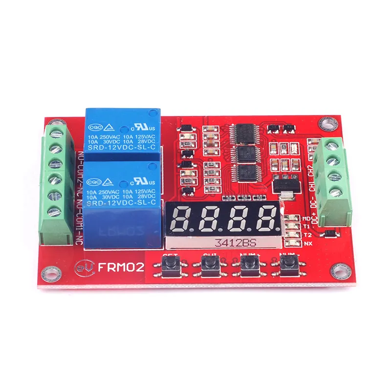 DC 5V 12V 24V 2 Channel Multi Function Relay Module Time Delay Relay Self Lock Cycle Timing Relay Module Timer Control Switch