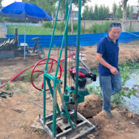 Machine de forage de puits d'eau rotative manuelle mini à essence, portable, petite, profondeur 80m, fabriquée en Chine