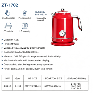 Bollitore Elettrico 1.7L Stile Retrò per Uso in Cucina 360° °   Base Girevole per Bollitore Rapido, Certificato CE e CB, Spegnimento Automatico - Product Image 2
