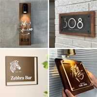 Plaque d'identification de numéro de maison moderne à LED rechargeable pour appartement, hôtel, villa