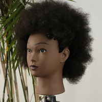 Tête de poupée professionnelle de collège tête d'entraînement de coiffure de cheveux humains tête de Mannequin Afro avec des cheveux naturels