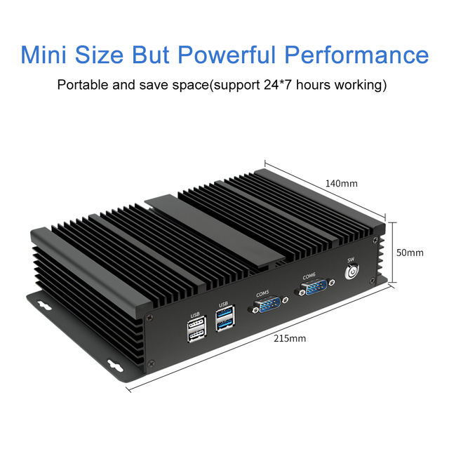 Industrial Mini Pc  HD VGA Embedded Computer Box Linux Core I3 I5 I7 Processor 2*COM 2*LAN 6*USB Fanless PC