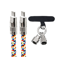 Cable de Datos con Cordón para Teléfono Móvil, Trenzado de Cobre Puro de 1.2M, con Carga Tipo-C a Tipo-C, 12 Meses de Garantía