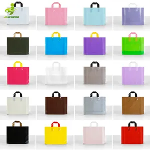 Sacola de plástico personalizada poly saco, alça macia de saco de roupas hdpe/sacola de compras com próprio logotipo para empacotamento de roupas