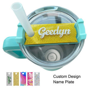 Accessoires avec logo personnalisé pour gobelet, bol à collation, botte en silicone <span class=keywords><strong>et</strong></span> plaque avec nom, breloque en forme de lettre <span class=keywords><strong>et</strong></span> couvercle de paille de 10mm - Product Image 4