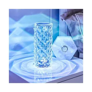 13cm 16 Colors Rgb Rose Crystal Modern Table Night Light With Remote Control