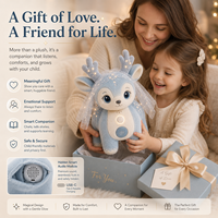Peluche XDT AI Cerf Rêveur Anime, Matière Polyester Ultra Douce, Rembourrage Coton PP, Taille 11-30cm, Idéale pour Sacs et Cadeaux de Fête