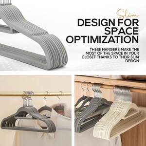 Slim Velvet Hangers Non Slip Plastic Coat Hangers for Wardrobe Space Saving Minimalist Design <b>Hook</b> Type Clothing Organizer - Product Image 1