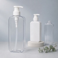 Bouteille pompe carrée plate en plastique personnalisée pour après-shampoing ou savon liquide 300ml 10oz 400ml 13.5oz 500ml 17oz