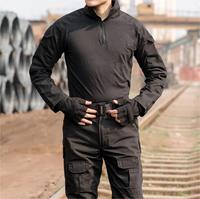 Ensemble chemise et pantalon camouflage pour homme, fermeture éclair 1/4, équipement tactique Rip-Stop pour l'entraînement en plein air et la chasse
