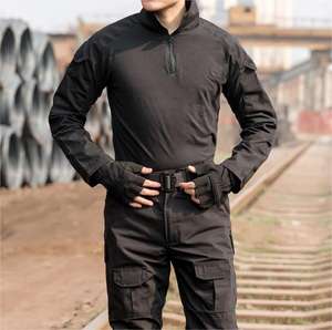 Completo Tattico Mimetico da Uomo con Maglia con Zip a 1/4 e Pantaloni Rip-Stop per Addestramento al Combattimento all'Aperto e Caccia - Product Image 4