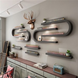 ชั้นวางยาทาเล็บติดผนังไม้สีขาวสำหรับร้านเสริมสวยสมัยใหม่ - Product Image 6