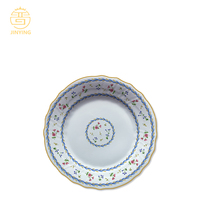 Service de table en céramique personnalisé avec motif de vigne bleue et de roses romantiques françaises, gaufré, pour mariage, fête et location