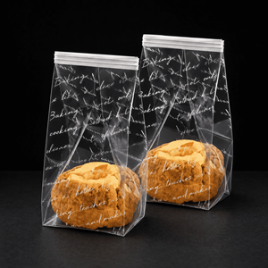 Sac d'emballage personnalisé pour <span class=keywords><strong>pain</strong></span>, impression sérigraphiée, transparent, alimentaire, réutilisable, pour boulangerie artisanale, vente en gros, sur mesure - Product Image 1