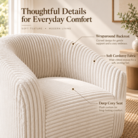 Fauteuil lounge moderne confortable en velours côtelé PU, avec dossier incurvé enveloppant et assise profonde, tailles personnalisables pour appartements et hôtels