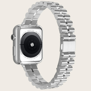 สายนาฬิกาอัจฉริยะสแตนเลสบางเฉียบหรูหราสำหรับ Apple Watch Series 9 8 ultra 7 6 5 4 3 2 1 SE สีเงินผู้หญิง - Product Image 1