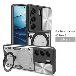 Funda de teléfono 2 en 1, Escudo de cámara deslizante, soporte de anillo giratorio de 360 ° para <span class=keywords><strong>Tecno</strong></span> Camon 40 30 20 19 18 <span class=keywords><strong>Pova</strong></span> 6 5 <span class=keywords><strong>4</strong></span> Spark Go 10 9 Neo Pro - Product Image 1