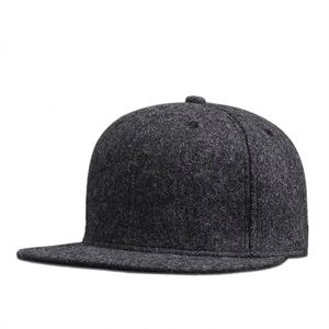 Custom Small Order Embroidery logo Woolen <b>Flat</b> Brim Warm Winter Snapback <b>Cap</b> Hats for Men - Product Image 2