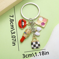 Porte-clés mignon en alliage avec pendentif en forme de goutte d'huile, boîte à cosmétiques de luxe exquise de style européen et américain, imitation rouge à lèvres