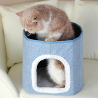 Lit pour chat et repose-pieds confortable en forme de champignon, pouf en polaire douce pour animaux de compagnie, nid durable en éponge pour la décoration de salon