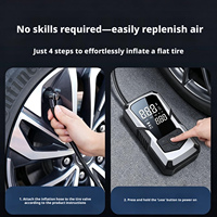Compresseur de gonflage de pneus sans fil portable 150 PSI avec jauge numérique, arrêt automatique, gonflage rapide, lumière d'urgence, ABS