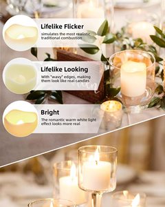 Flackernde elektrische Kerze, 24 Stück, batteriebetriebene <span class=keywords><strong>LED</strong></span>-Teelichter mit mehr als 200 Stunden Laufzeit in warmweiß für Hochzeit, Halloween, Weihnachten - Product Image 6