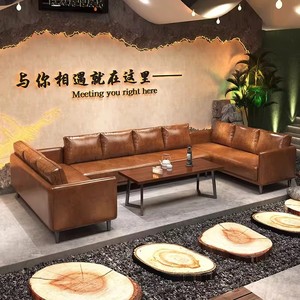 Divano Moderno Industriale in Pelle a Forma di L |   Telaio in Metallo |   Personalizzato, Prezzo di Fabbrica, Vendita all'Ingrosso |   Per Casa e Caffetteria - Product Image 5