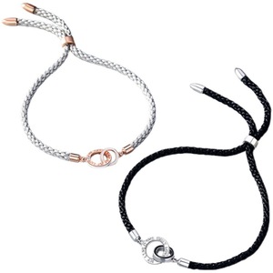 Double Ring Couple <b>Bracelet</b> Copper Alloy Unisex Gift Jewelry Interlocking Hand Woven <b>String</b> <b>Bracelet</b> Korean Style Simple Design - Product Image 5