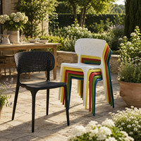 Chaise de salle à manger empilable en plastique PP de style nordique, dossier en maille, moderne et simple, pour restaurants, événements et locations