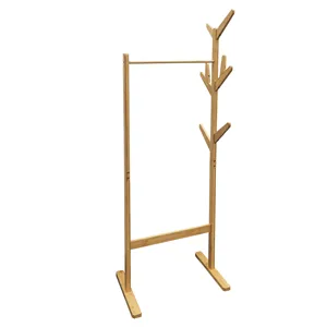 Bamboo Clothes Coat Hanging Stand Wholesale Entryway Furniture Morden Simple Style Bag Hat hanger