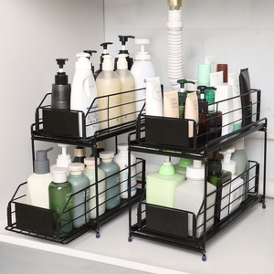 <span class=keywords><strong>Organisateur</strong></span> d'outils <span class=keywords><strong>mural</strong></span> en métal sous <span class=keywords><strong>évier</strong></span> avec tiroirs coulissants, rangement de salle de bain écologique à un seul niveau - Product Image 1