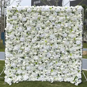 Y-F020 Custom Cloth Flower Wall Wedding Artificial Silk Rose Flower Wall Panel Backdrop 3D Flower Backdrop Wall