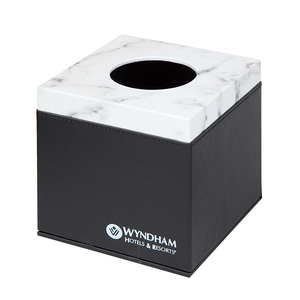 2021 new design hotel guestroom home household black marble luxury leather napkin holder facial tissue box cover