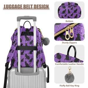 Large Capacity Customs Cute cat Fashion Casual Quilted <b>Backpack</b> Polyester Zipper Multifunctional Travel Bag for Adult - Product Image 4