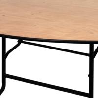 Table de banquet pliante ronde en contreplaqué robuste de 60 pouces avec pieds en métal Wishbone pour la location d'événements et de fêtes de mariage (vente en gros)