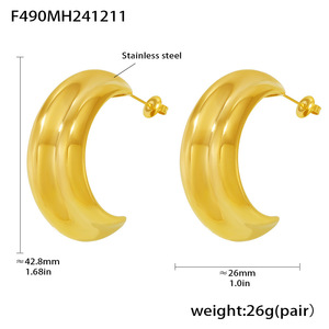 ZSZL <span class=keywords><strong>2026</strong></span> Orecchini a Perno Trendy a Forma di C in Acciaio Inossidabile per Donne, Impermeabili, Placcati in Oro 18K, Gioielli alla Moda, Best Seller - Product Image 6