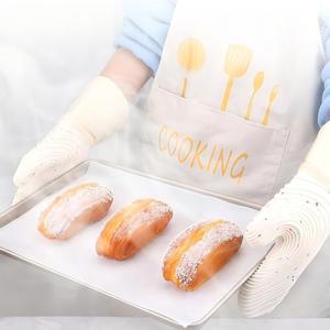 Gants de <span class=keywords><strong>four</strong></span> à <span class=keywords><strong>micro</strong></span>-ondes en silicone épaissi imperméables avec tapis ronds et brosses aux couleurs douces pour la pâtisserie moderne en cuisine - Product Image 3