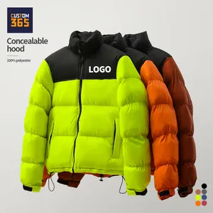 Concealable Hood Bubble Casual Zipper Custom Down Streetwear Puffer Man Winter Coats Men's Jacket For Men Stylish