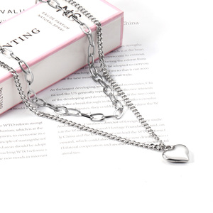 Katmanlı kolye takı kalp kolye altın kolye uzun küba zincir gerdanlık kolye kadın erkek - Product Image 4