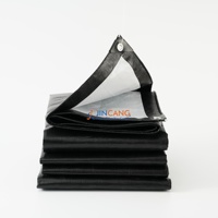 Bâche en PE noir et blanc 220 g/m², couverture durable pour matériaux de construction et machines