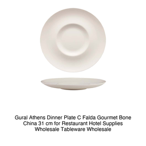 Athens Bone China Flat <b>Plate</b> 31 cm with Rim Gourmet Gural -6 - Product Image 2