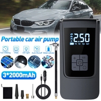 Compresor de Aire Inalámbrico para Auto con Doble Alimentación, Recargable por USB, 4000mAh, Pantalla LCD Digital, Monitor de Presión de Neumáticos, Luz LED