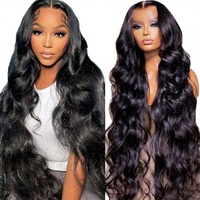 Wig Rambut Manusia Body Wave 26 Inch, Kepadatan 210%, Lace Front HD Transparan 13x6, Tanpa Lem, Pre Plucked, Wig Virgin Brazil Grosir