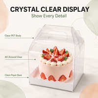 Boîte à gâteau personnalisée avec logo, recyclable, de qualité alimentaire, avec poignées, épaisseur 0,33 mm, petite, en plastique PET transparent pour l'emballage de rouleaux