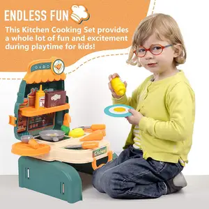 Детский кухонный комплект с рюкзаком, 3 в 1 детский мини-кухонный комплект для ролевых игр, детский игровой набор для приготовления пищи