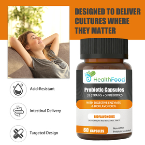 Cápsulas Probióticas de Alta Potencia con Enzimas Digestivas y Bioflavonoides, Apoyo a la Salud Intestinal, Cápsulas con Mezcla Prebiótica Sin GMO - Product Image 6