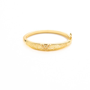 Gold Plated <b>Copper</b> Bangle Double V Design Stackable <b>Bracelet</b> For Women Fashion Jewelry Accessory - Product Image 5